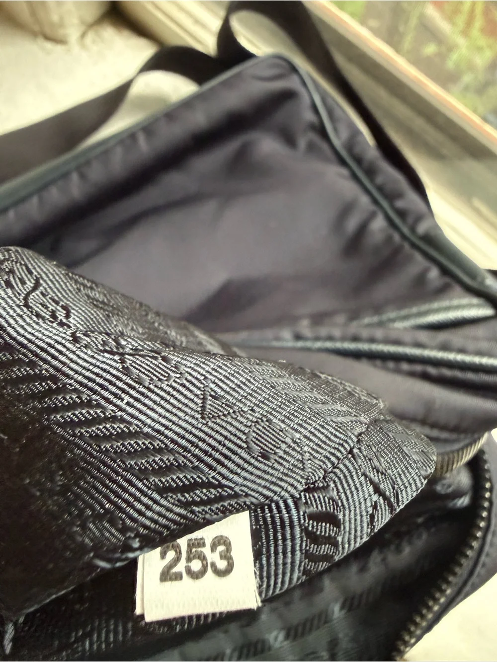 Prada Black Nylon Messenger Bag with Logo Plaque